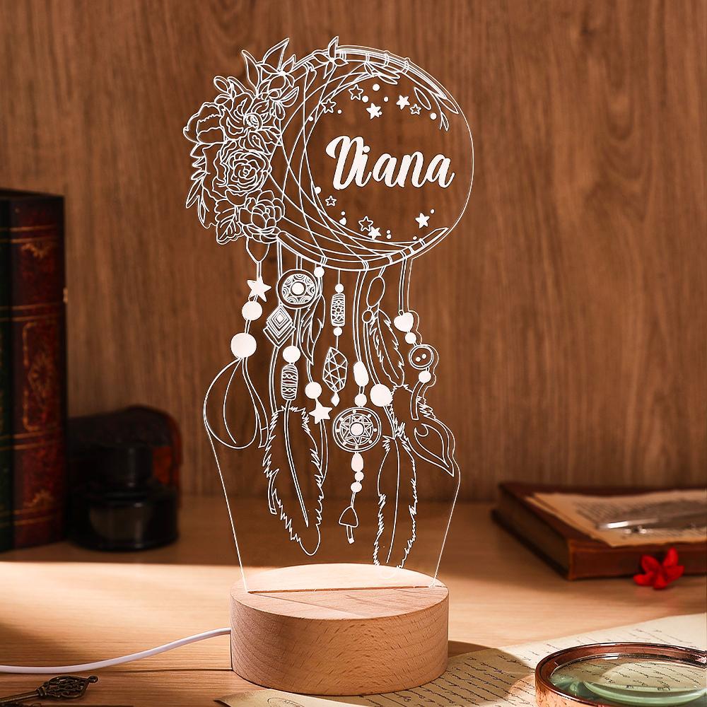 Custom Dreamcatcher Desk Bedside Lamp Custom Night Light Personalized Moon Lamp
