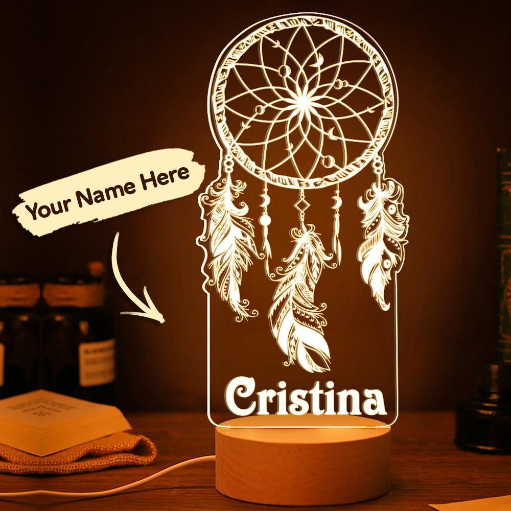 Custom Dreamcatcher Desk Bedside Lamp Custom Night Light Personalized Moon Lamp