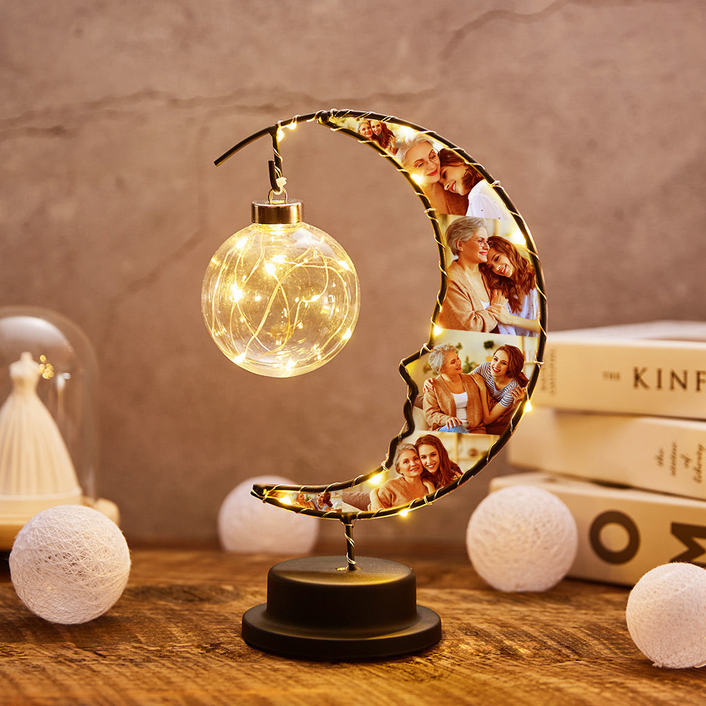 Personalized Photo Moon Light Mother's Day Gift Custom Moon Light with 6 Photo Love Gift for Couples Friends Family