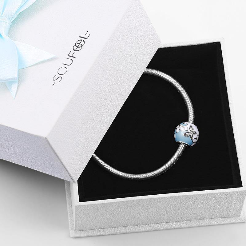 Blue Butterfly and Flowers Charm