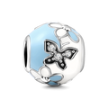 Blue Butterfly and Flowers Charm
