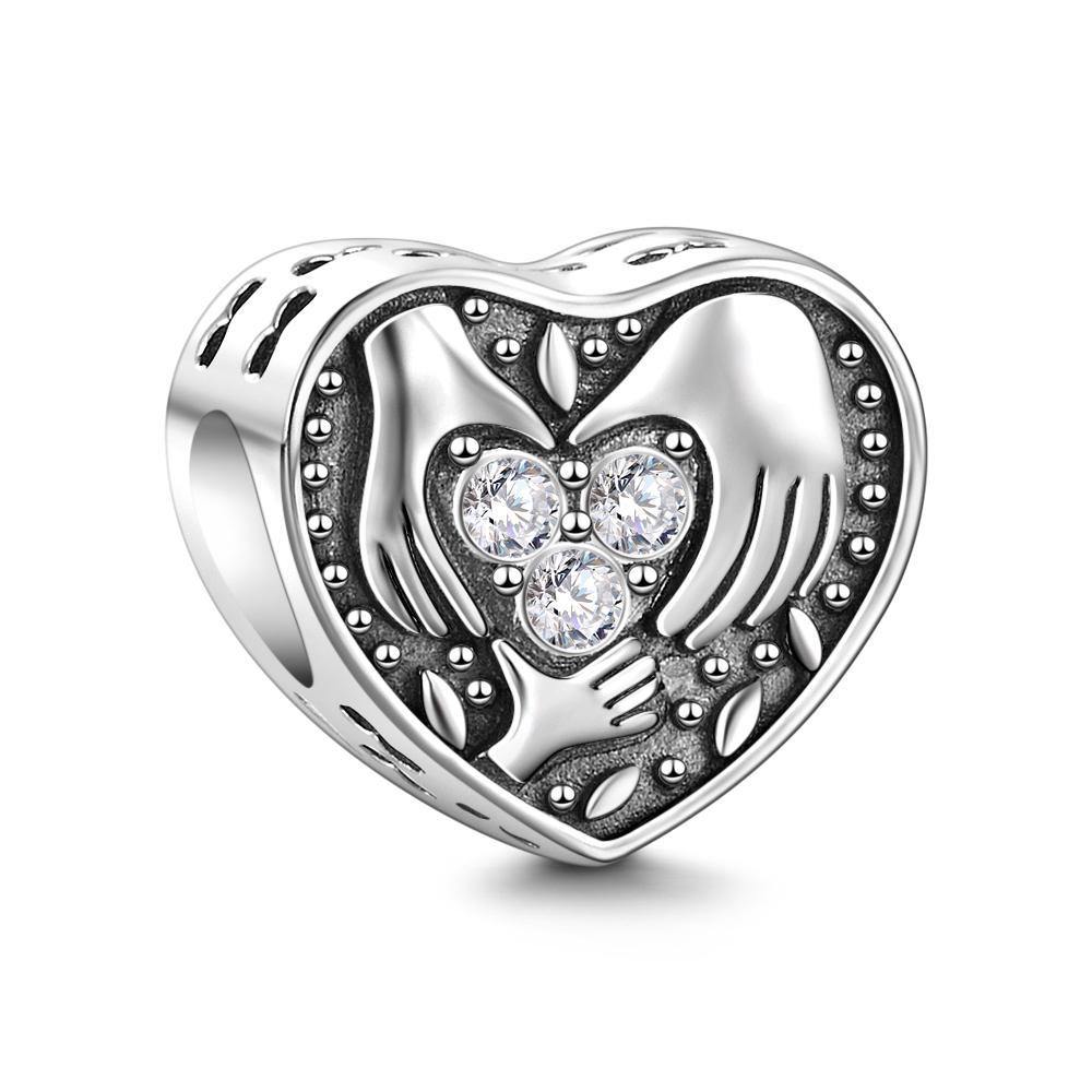 A Loving Family Heart-shaped Silver Soufeel Charm