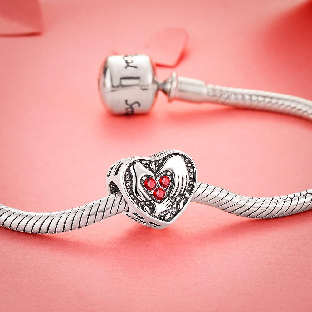 A Loving Family Heart-shaped Silver Soufeel Charm