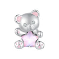 Pink Star Bear Charm Silver