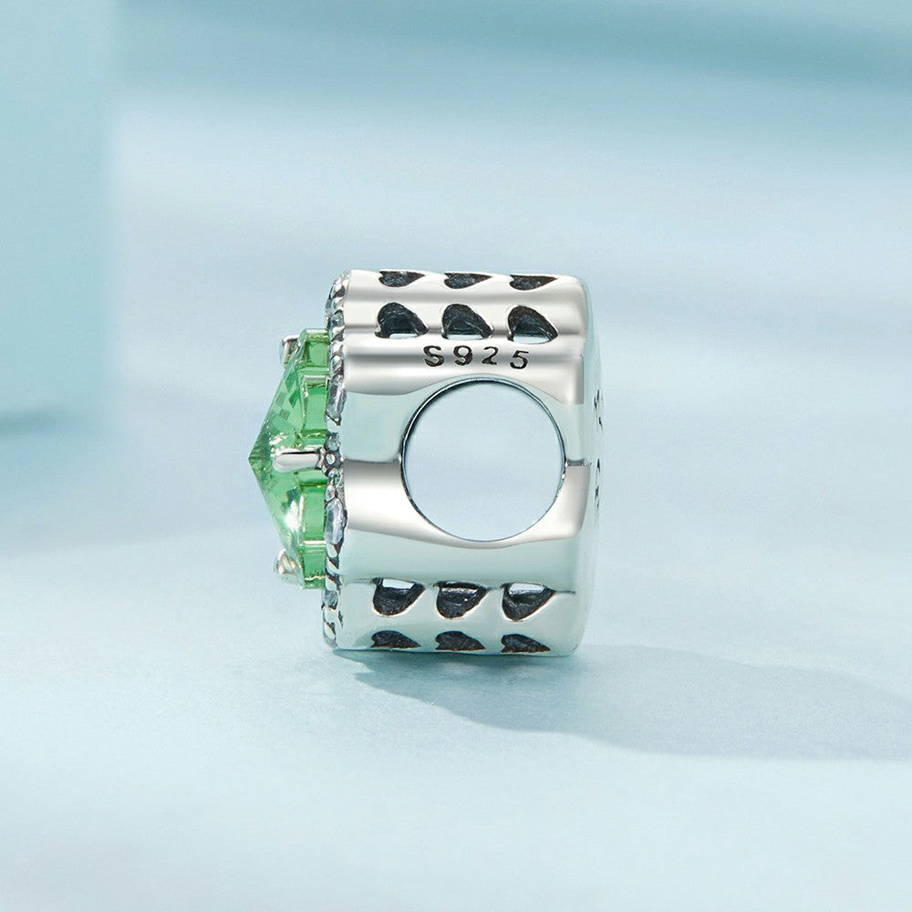Diamond Four Leaf Clover Charm Silver