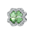 Diamond Four Leaf Clover Charm Silver