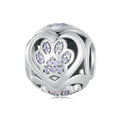 Pet Paw Prints Charm Silver