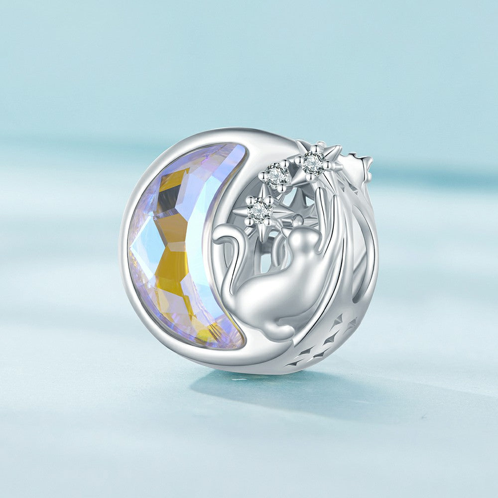 Moonlight Cat Charm Silver