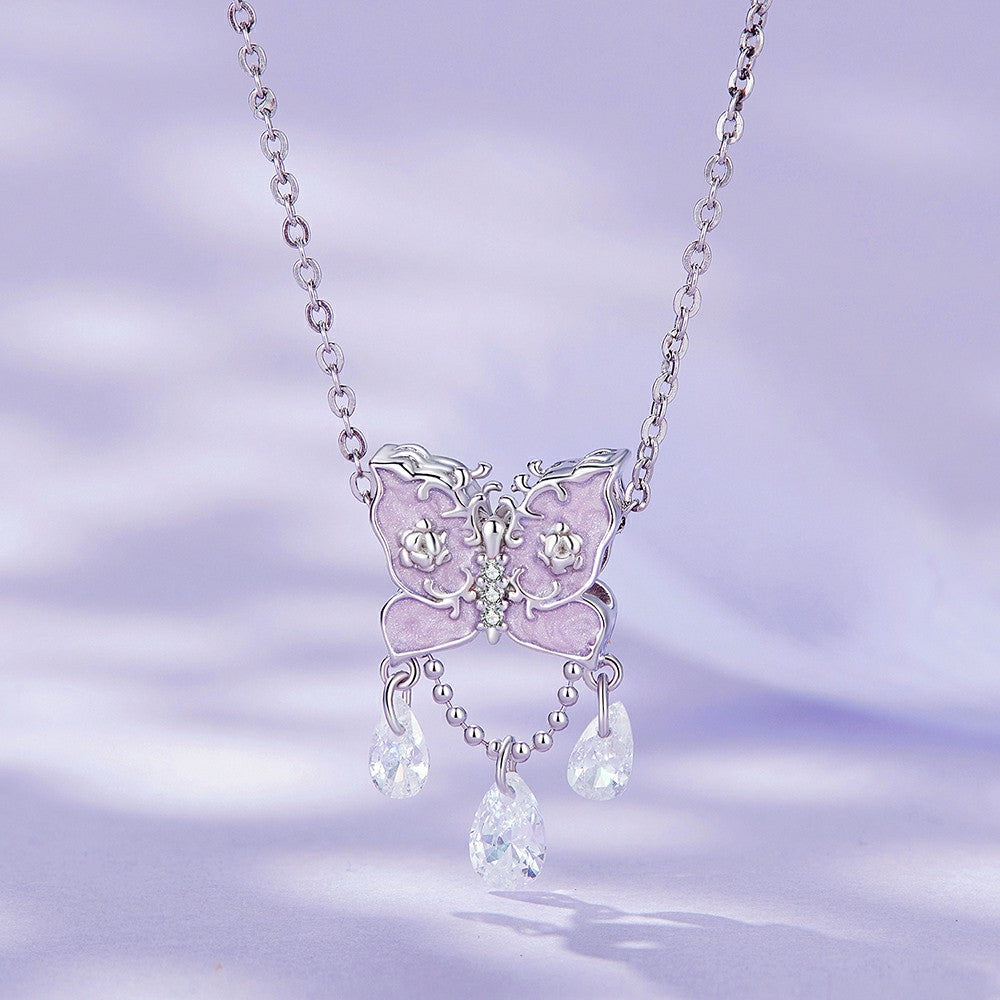 Diamond Butterfly Charm Silver