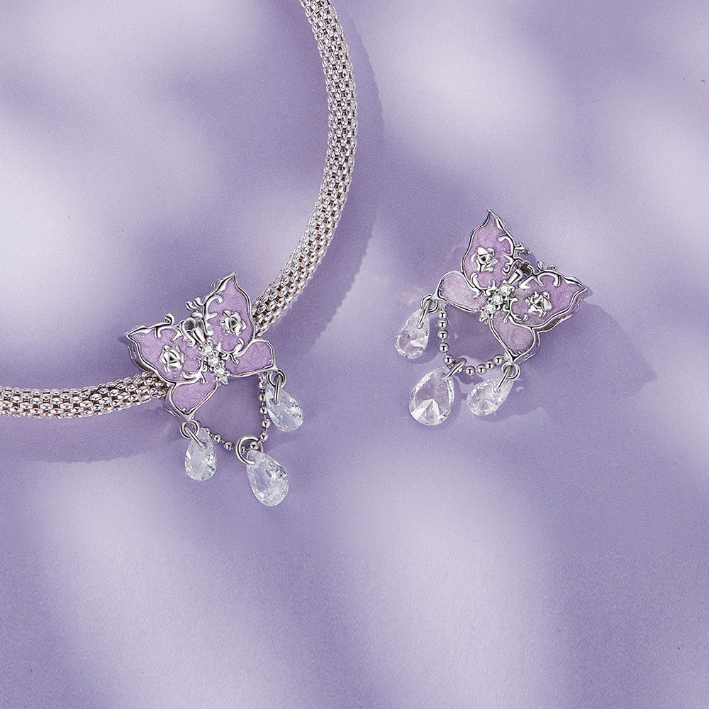 Diamond Butterfly Charm Silver