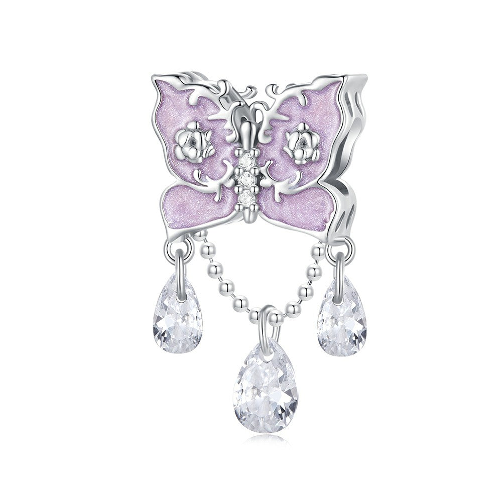 Diamond Butterfly Charm Silver