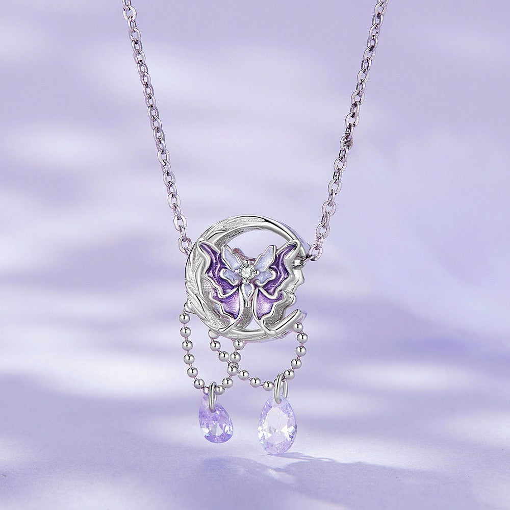 Moon Butterfly Charm Silver