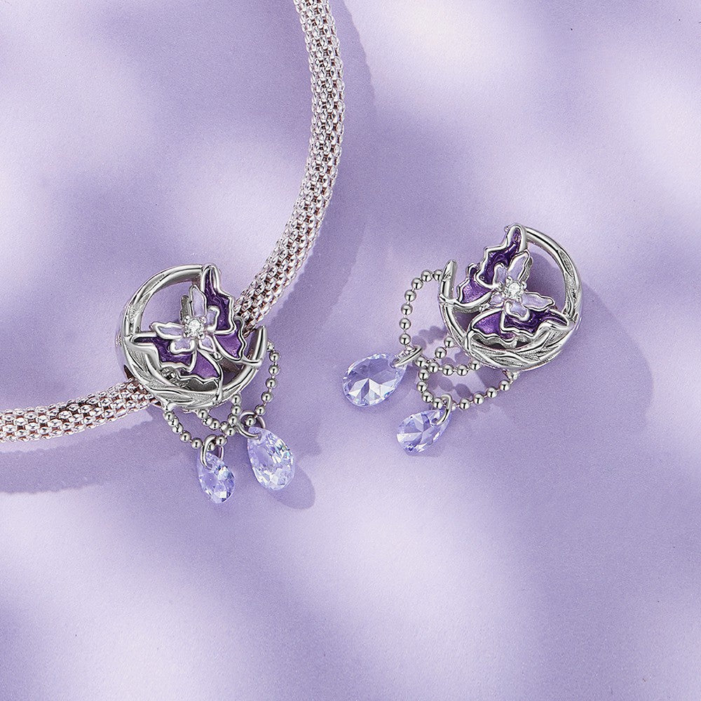 Moon Butterfly Charm Silver