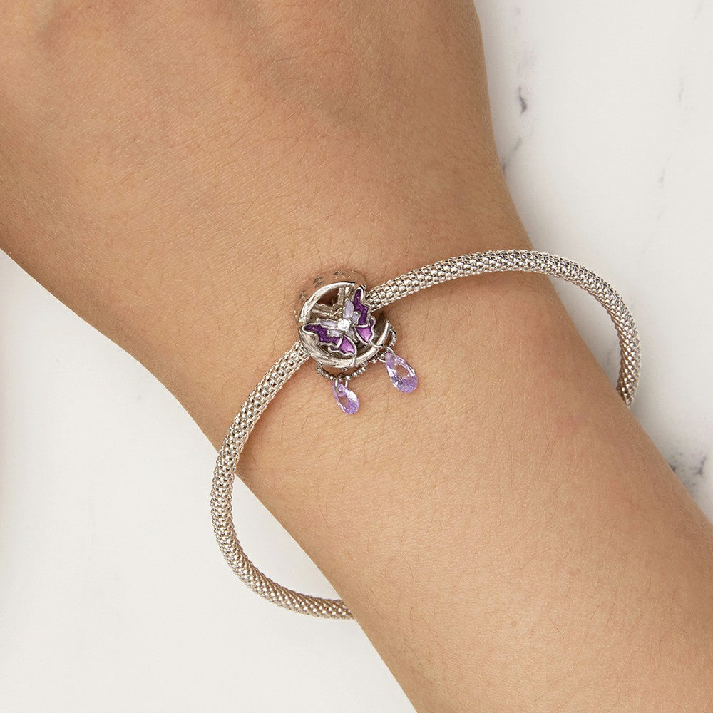 Moon Butterfly Charm Silver