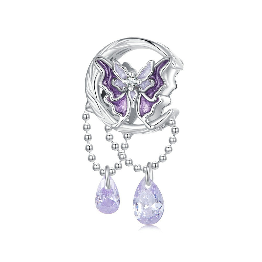 Moon Butterfly Charm Silver