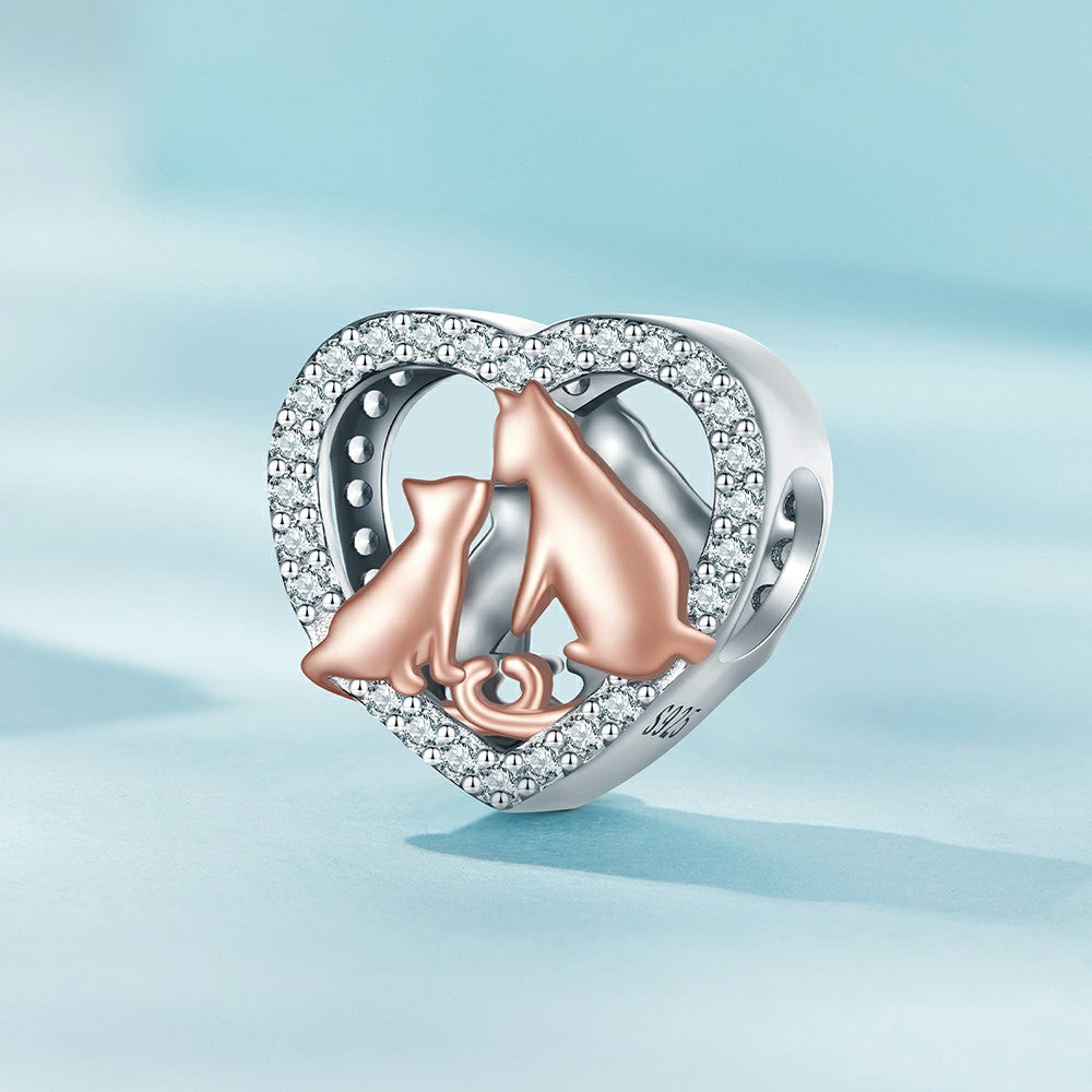 Kiss Cat Pet Charm Silver