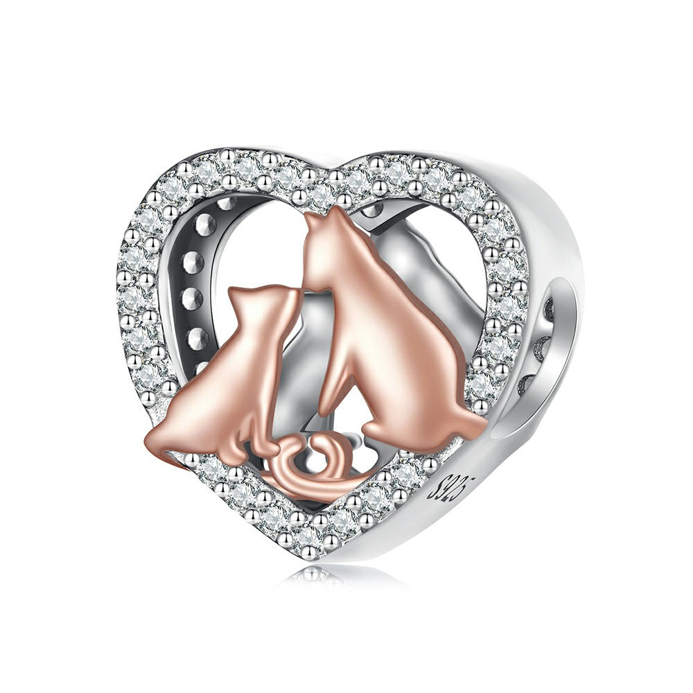 Kiss Cat Pet Charm Silver
