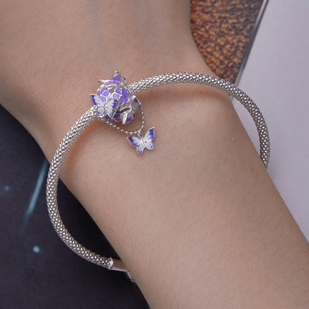 Butterfly Tassel Charm Silver
