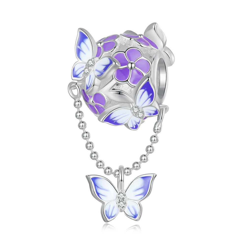 Butterfly Tassel Charm Silver