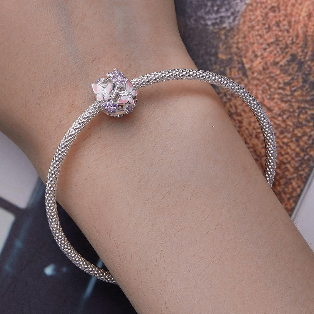 Butterfly Zircon Charm Silver