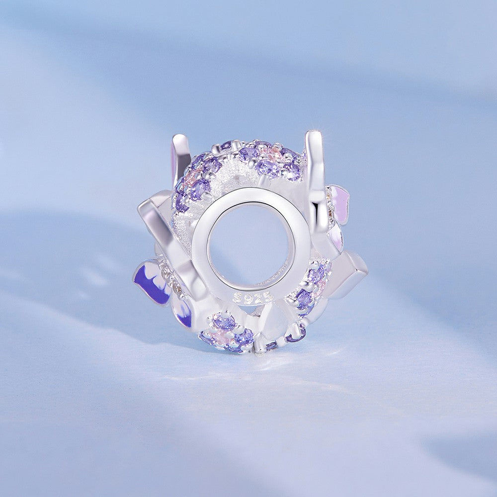 Heart Shaped Butterfly Charm Silver