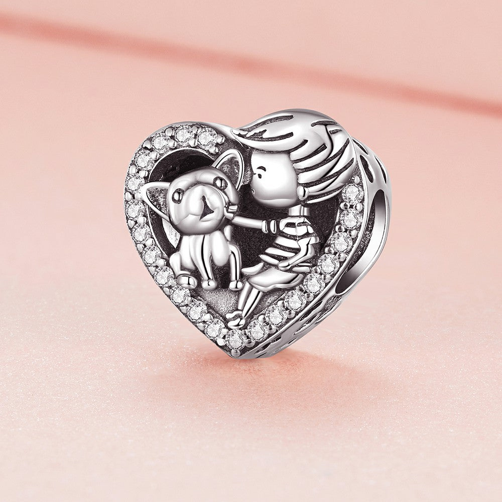 Boy and Pet Charm Silver
