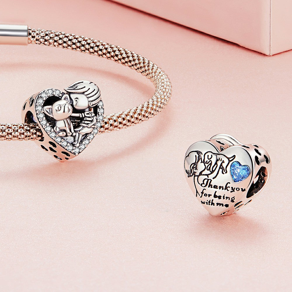 Boy and Pet Charm Silver