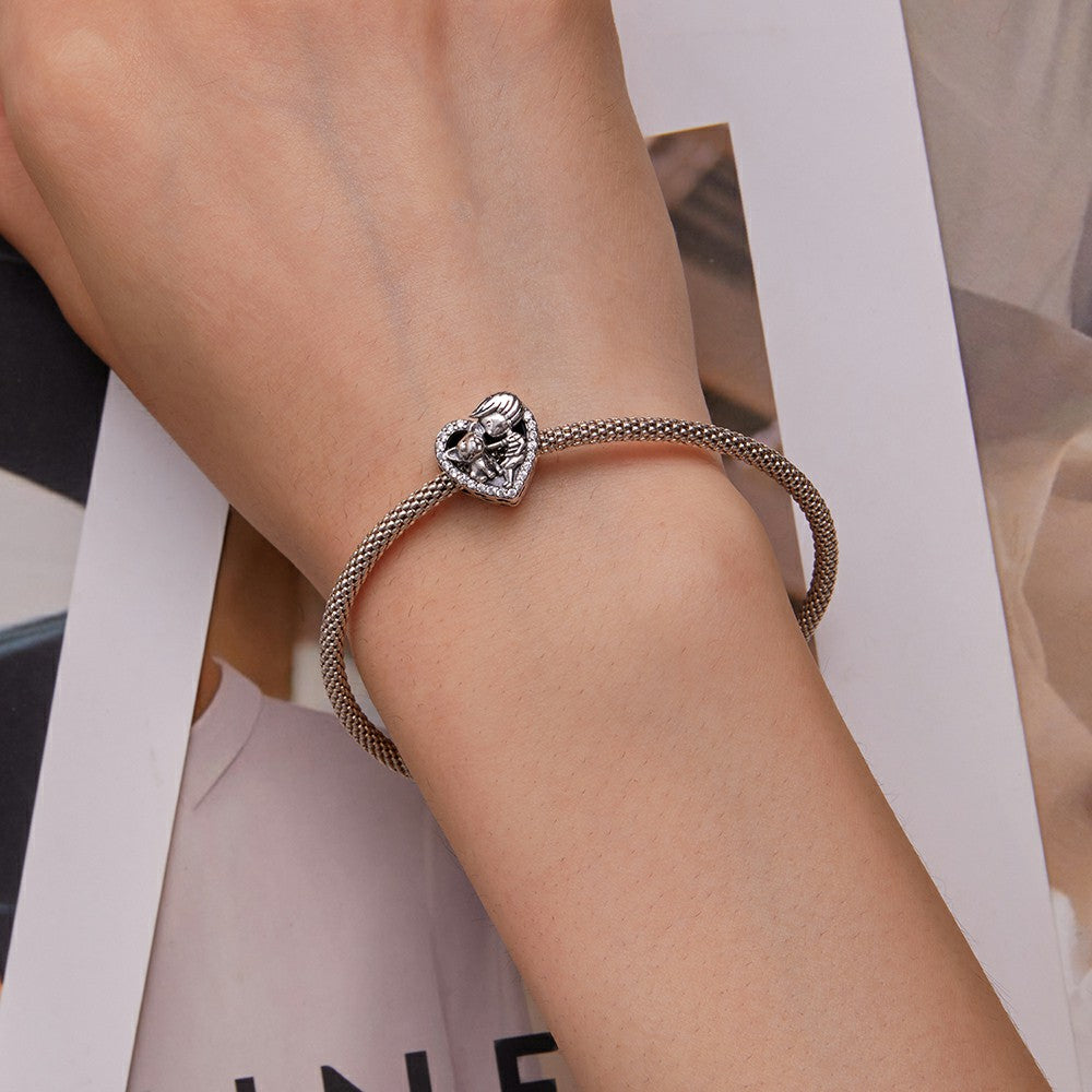 Boy and Pet Charm Silver