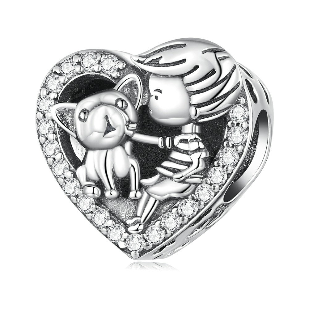Boy and Pet Charm Silver