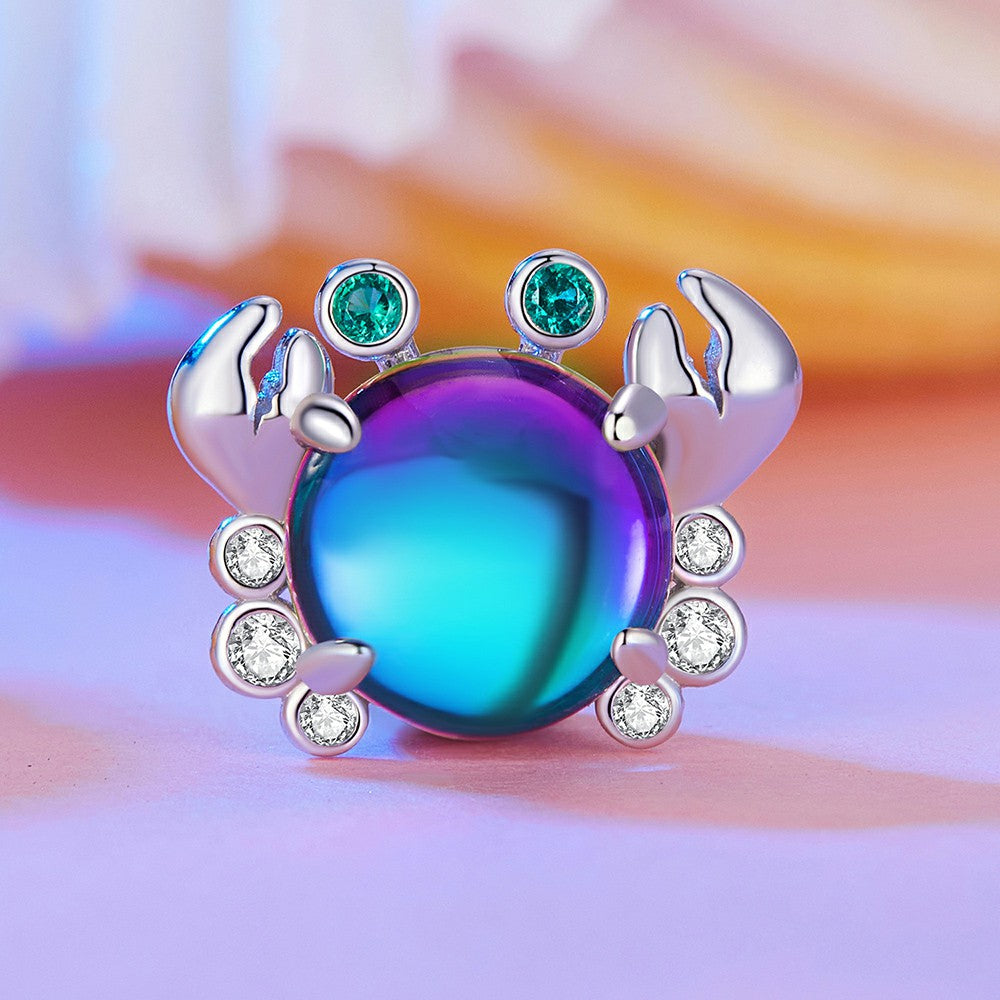 Colorful Crab Charm Silver