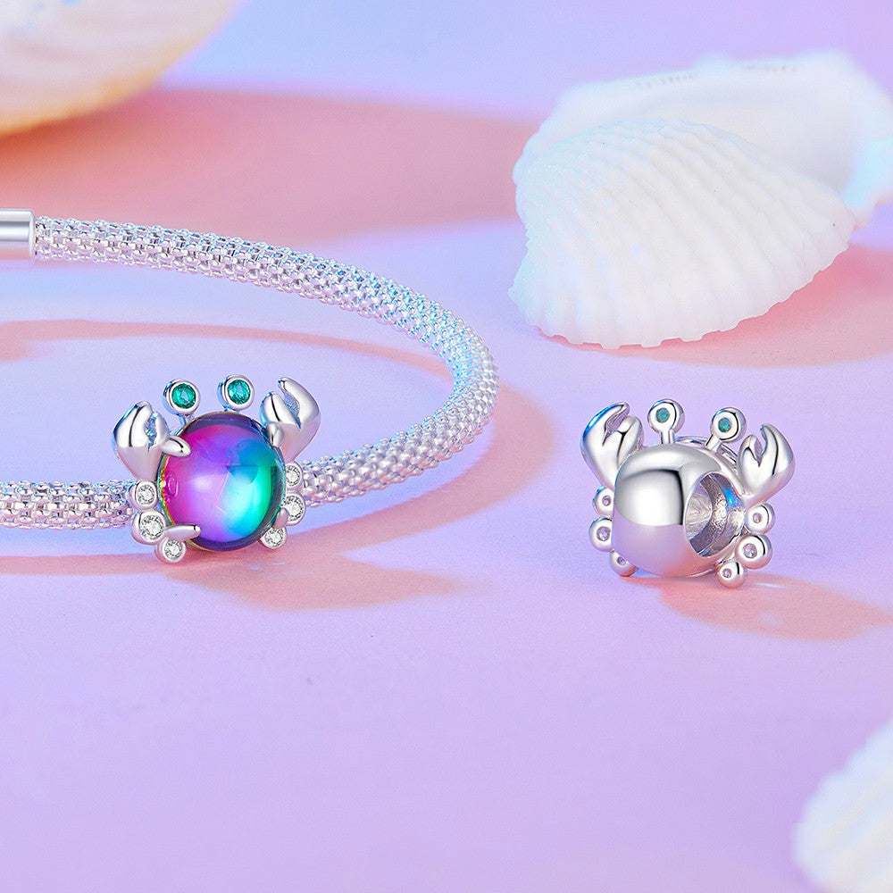Colorful Crab Charm Silver