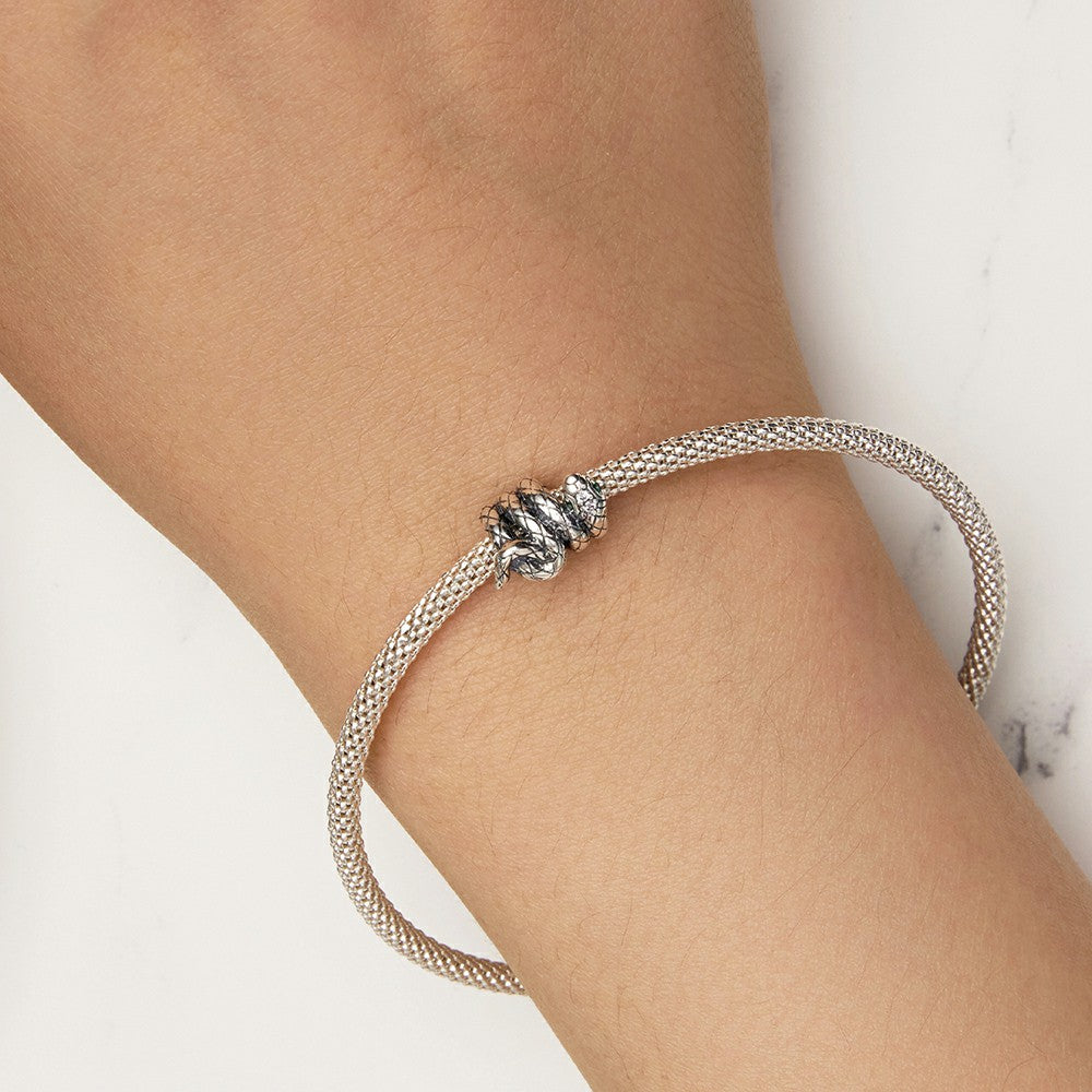 Coiled Spirit Snake Charm Silver