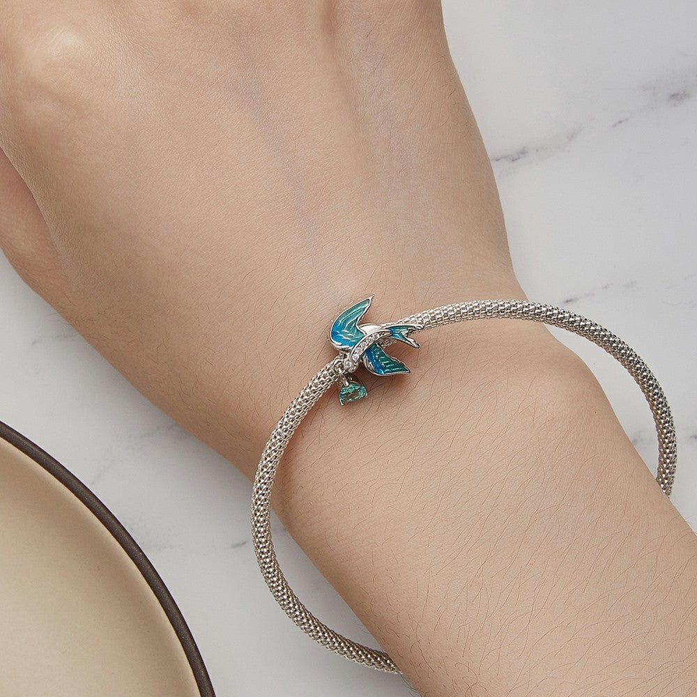 Swallow Charm Silver