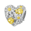 Daisy Ladybug Yellow Pattern Charm Silver