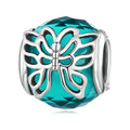 Butterfly Glass Lake Green Glass Charm Silver