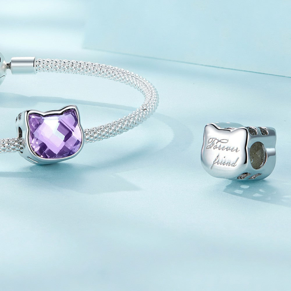 Cat Colorful Charm Silver Gifts For Pet Lover