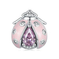 Ladybug Pink Design Charm Silver