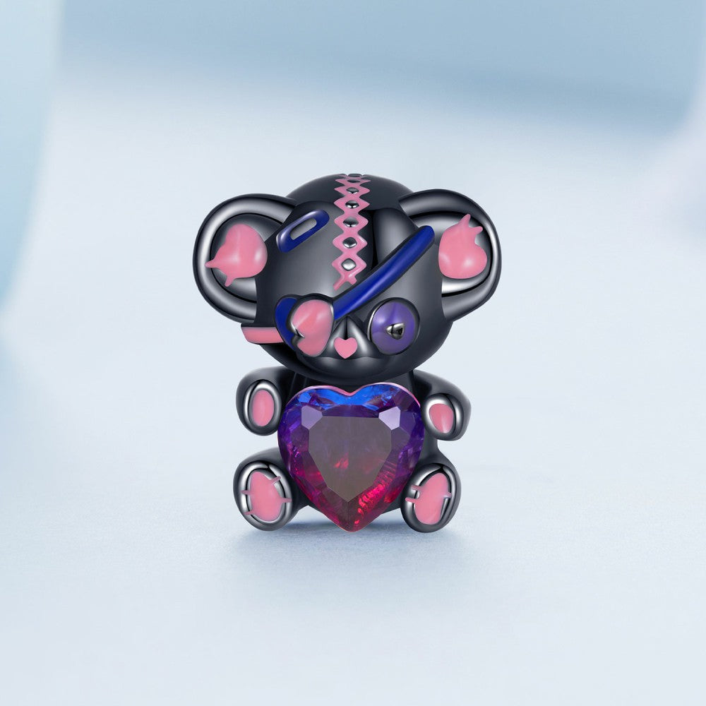 Bear Pink Purple Gradient Charm Silver