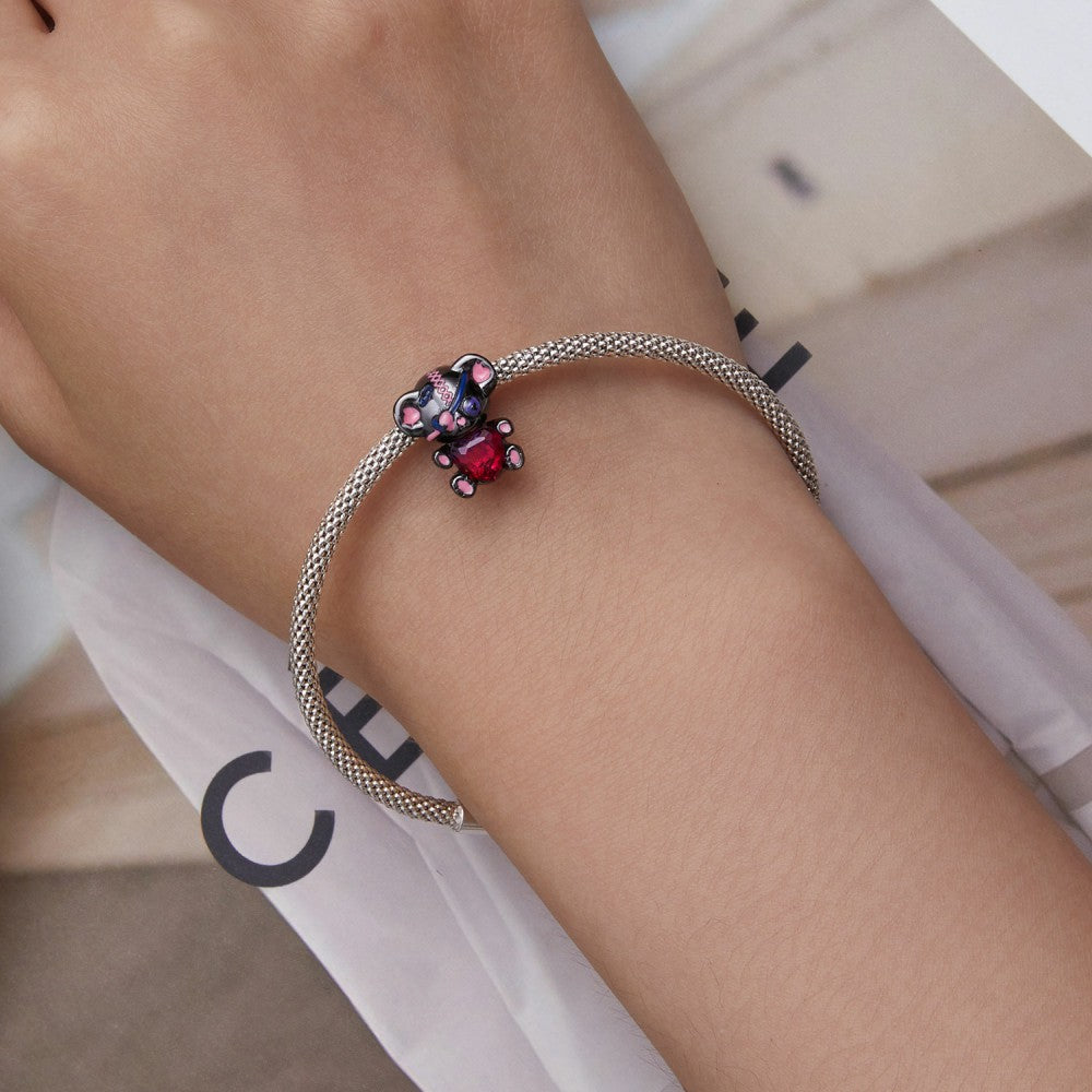 Bear Pink Purple Gradient Charm Silver