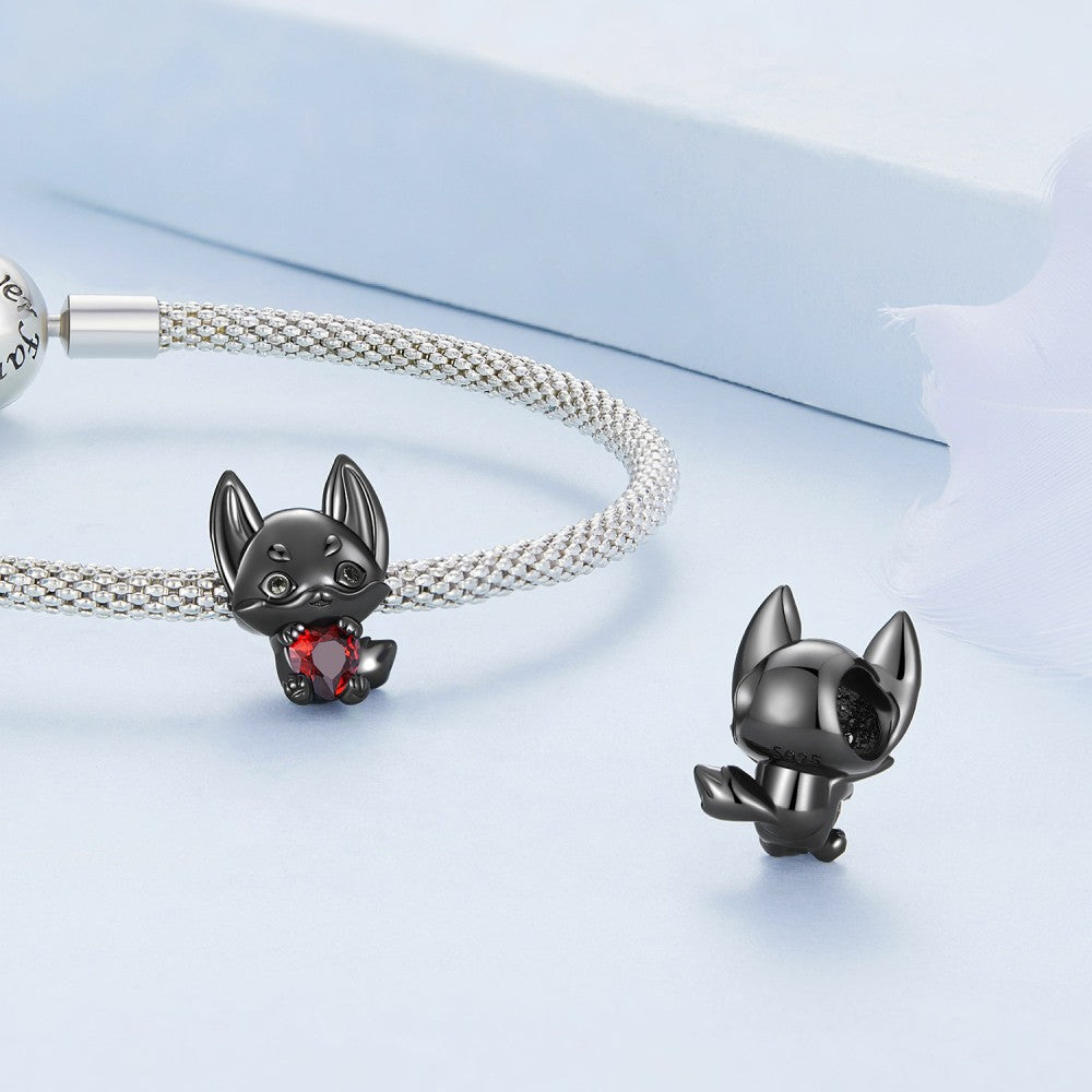 Little Fox Black Charm Silver