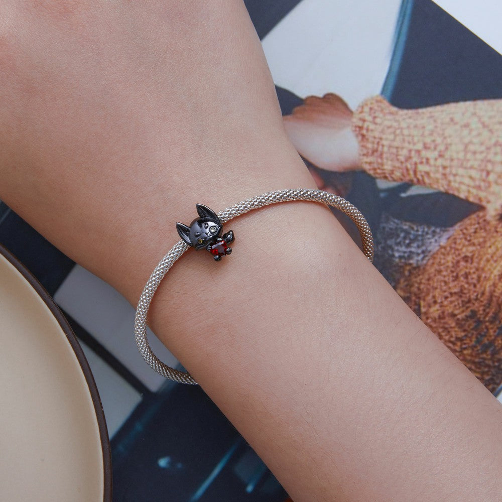 Little Fox Black Charm Silver
