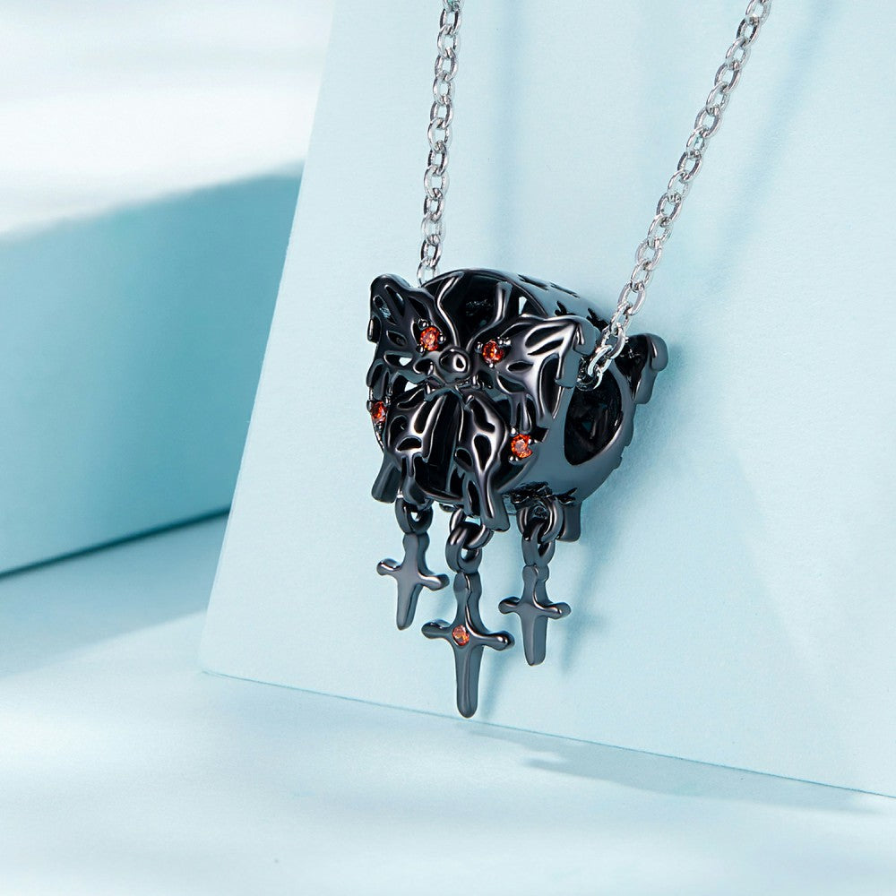 Butterfly Dream Catcher Red Zircon Charm Silver