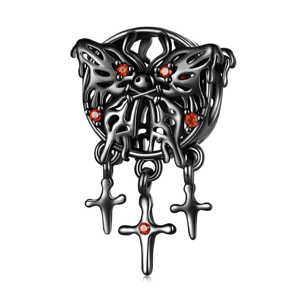Butterfly Dream Catcher Red Zircon Charm Silver