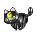 Moon Cat Black Charm Silver