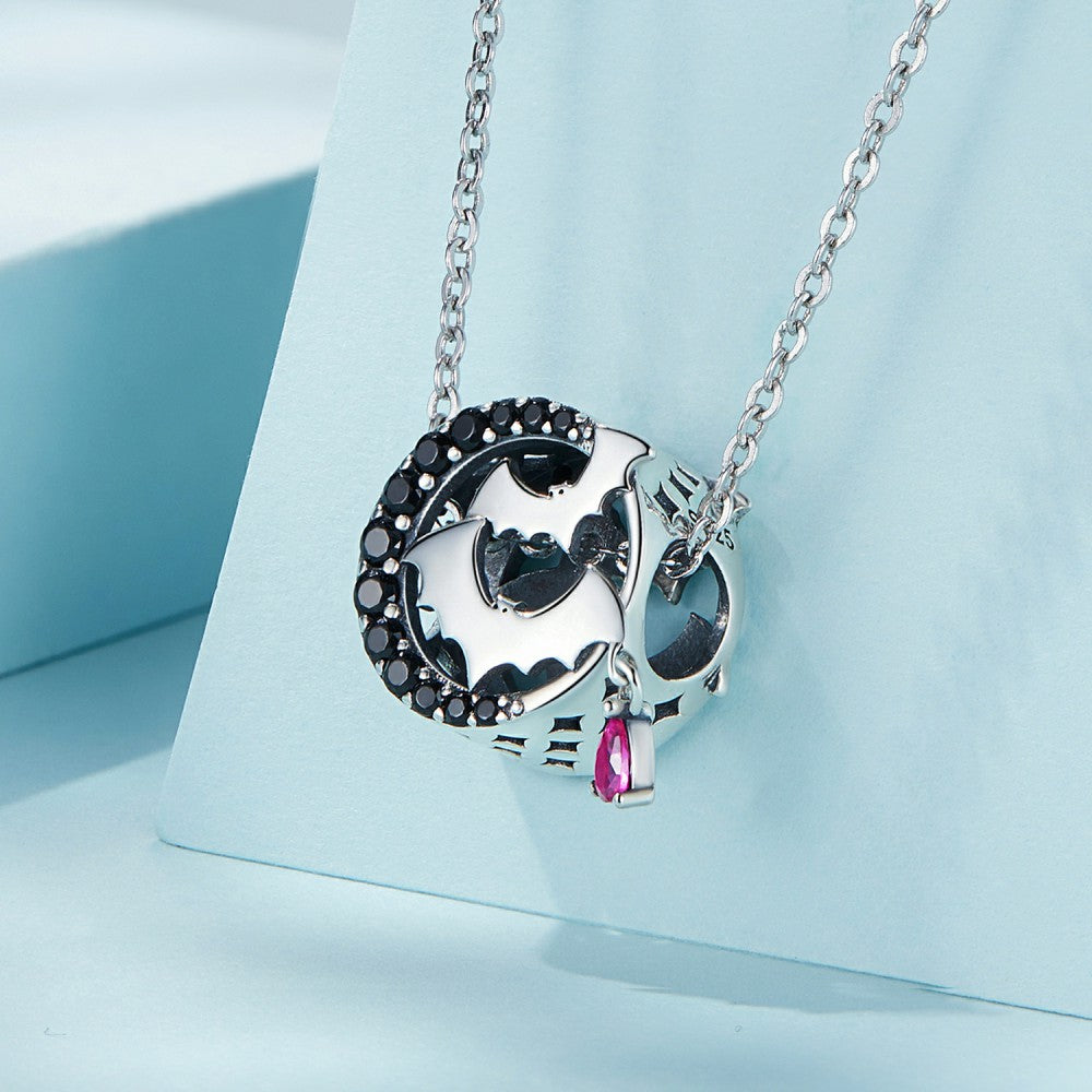 Bat Pink Zircon Charm Silver