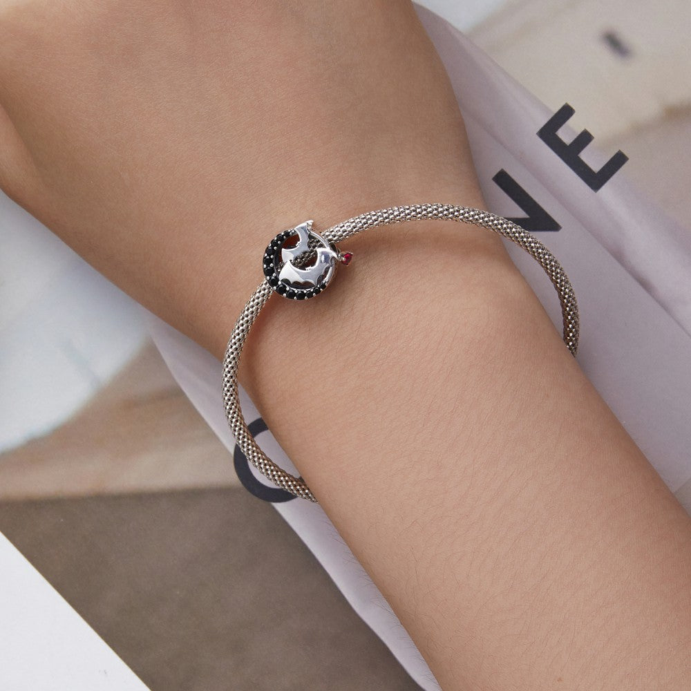 Bat Pink Zircon Charm Silver