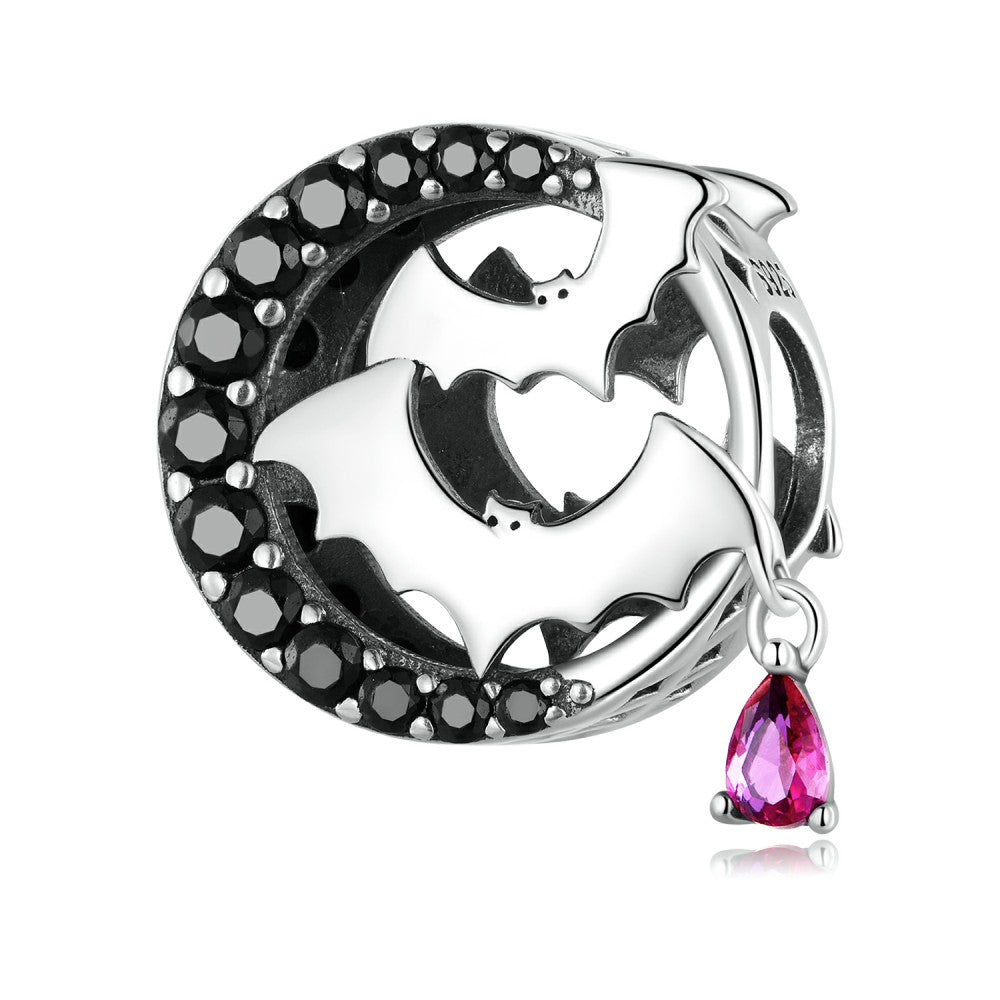 Bat Pink Zircon Charm Silver