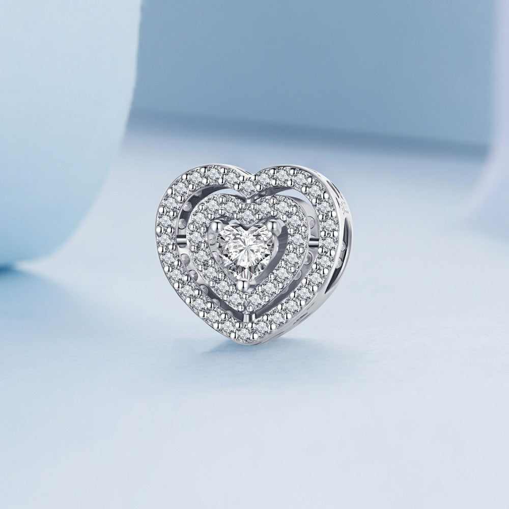 Shining Heart Charm Silver