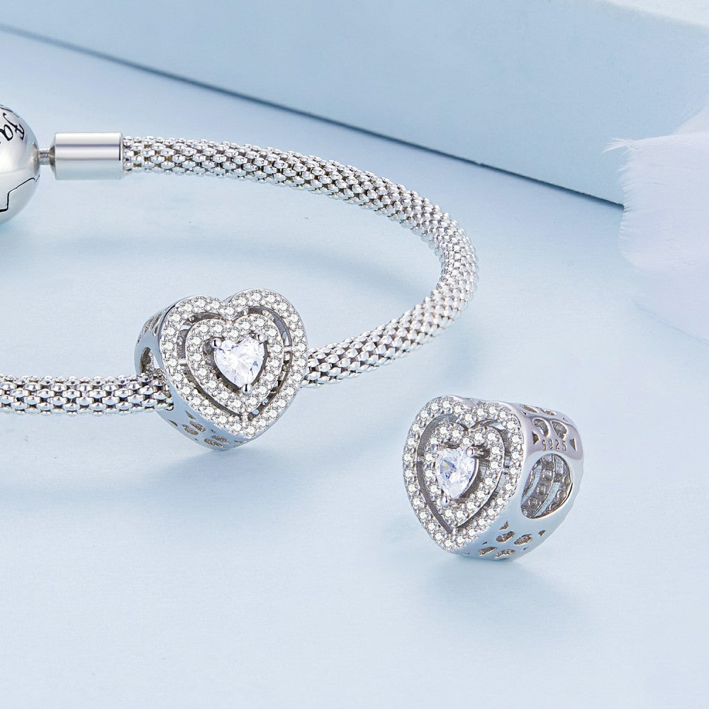 Shining Heart Charm Silver