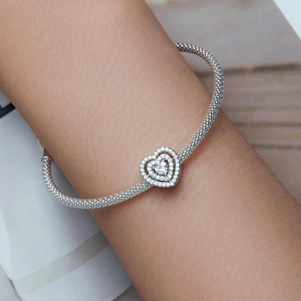 Shining Heart Charm Silver
